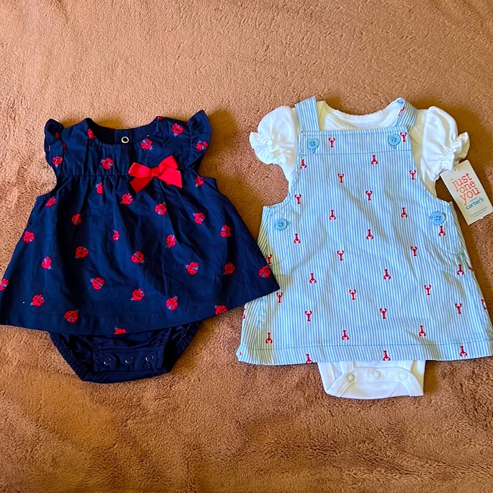 3 Months Baby Girl Carters Lobster (NWT) and Ladybug (NWOT) Dress